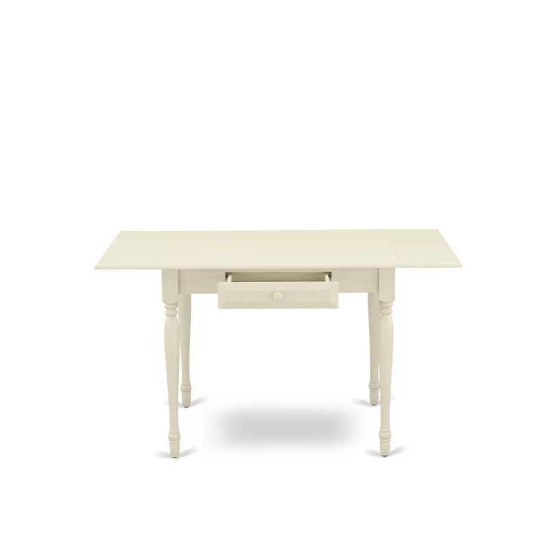 5 Piece Dinette Set Includes a Rectangle Dining Room Table with Dropleaf and 4 Dark Shitake Linen Fabric Upholstered Parson Chairs, Linen White