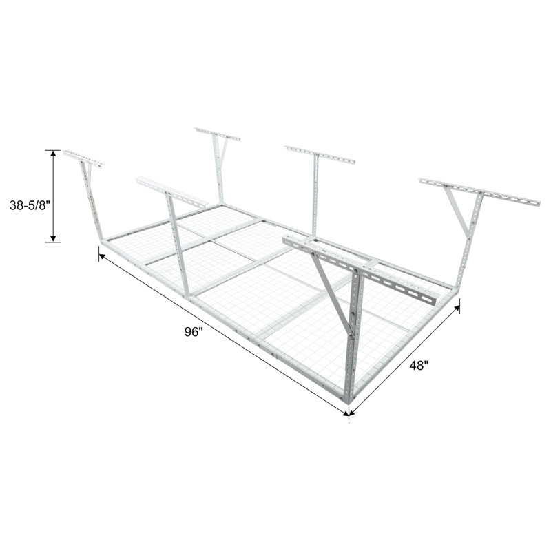 Support de rangement pour le garage 4X8ft, Blanc, H 38,63 po x l 96,03 po x P 48,03 po