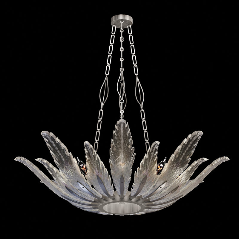 Lustre rond 39 po Plume, Argent