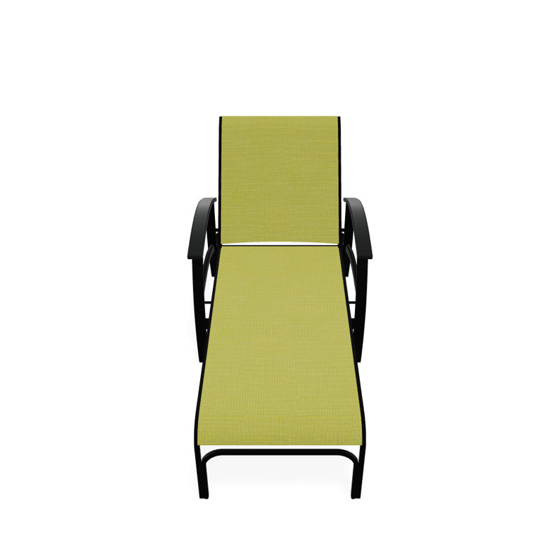 Belle Isle Outdoor Chaise Lounge, Lime 38D Sunbrella®, Classic Graphite P30, Textured Black