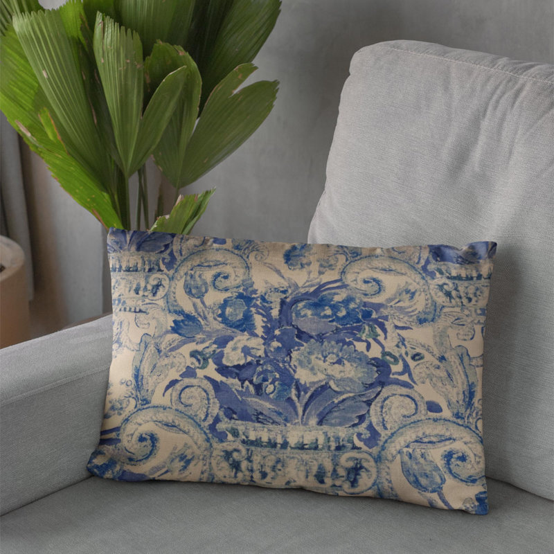 Oreiller de luxe Plutus Blue Beige iKat, Rectangle, H 12 po x l 20 po