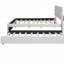 Lit plateforme double tapissier avec tête de lit à motif brique et gigogne simple, tissu en lin, beige-2058573586