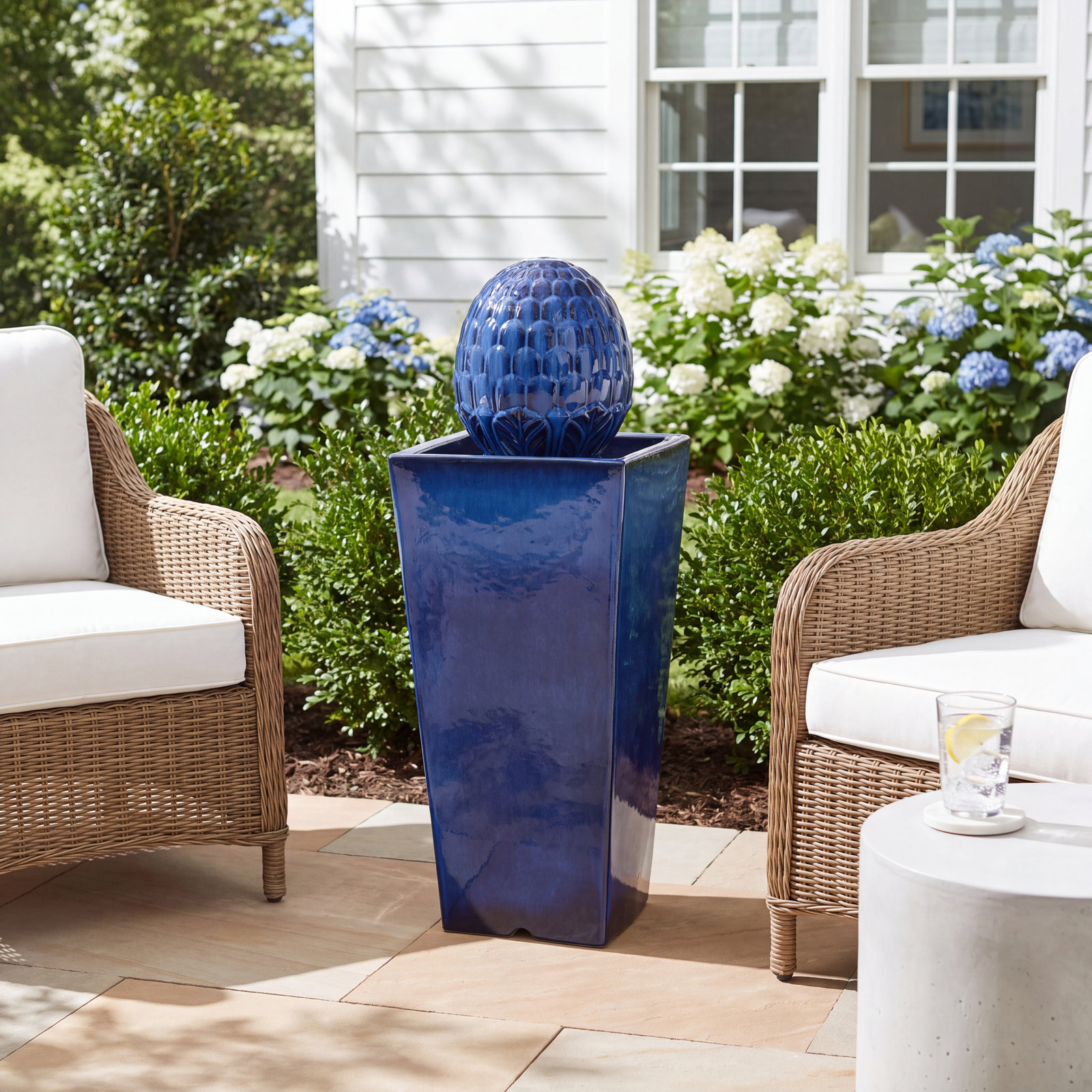 Ferrigno Ceramic / Porcelain Fountain, Blue