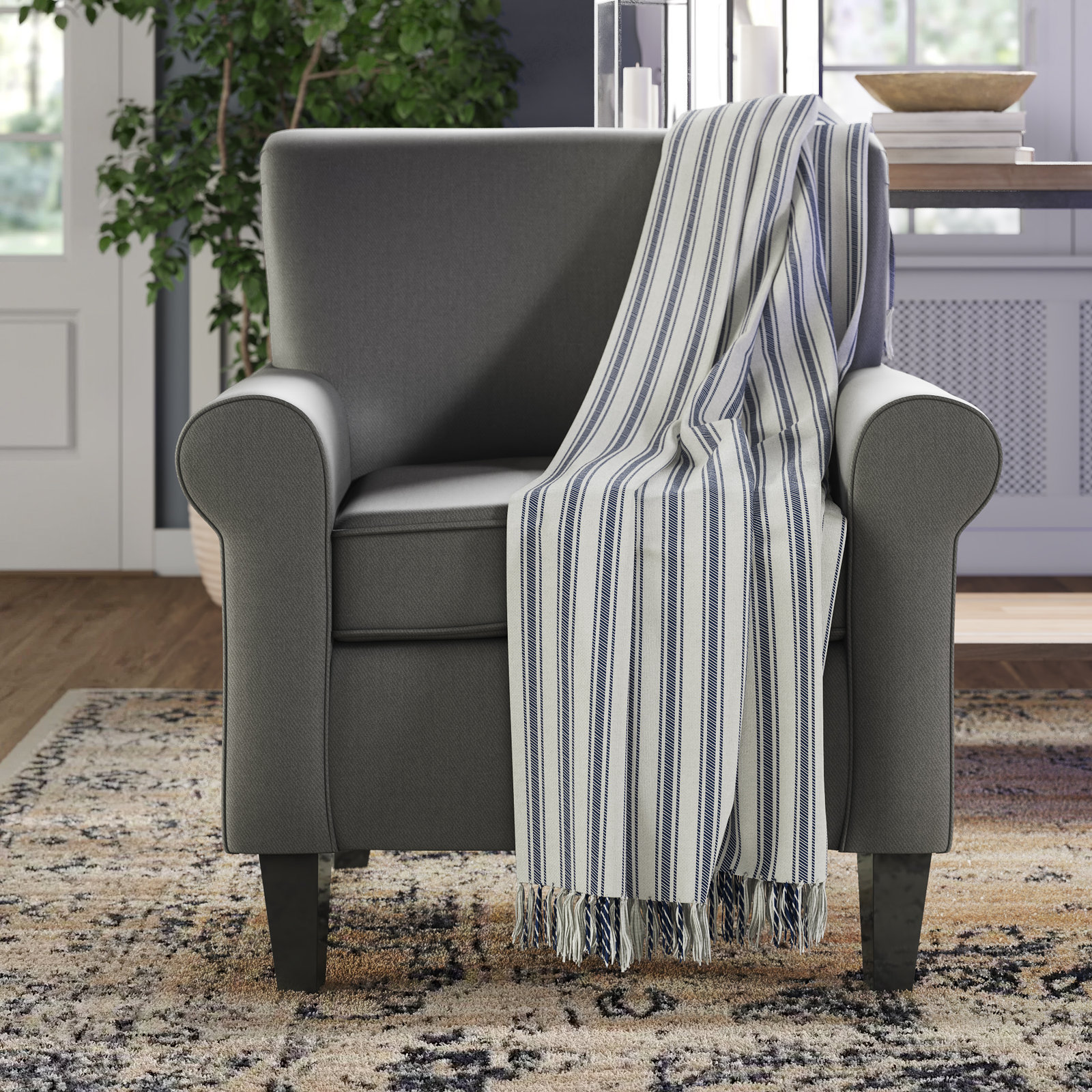 Memphis Cotton Throw Blanket, Navy