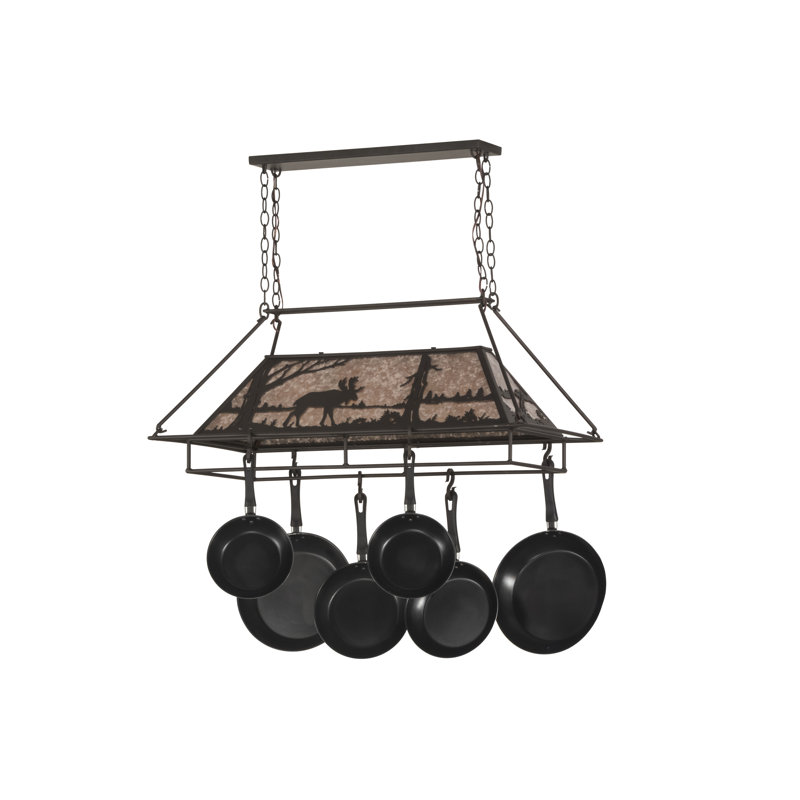 Moose at Lake Handcrafted Hanging Pot Rack, Oil Rubbed Bronze