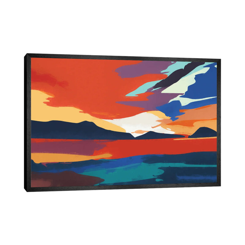 Vibrant Sunset III by Angel Estevez - Print on Canvas, Black Framed, 66.04cm H x 101.6cm W x 3.81cm D