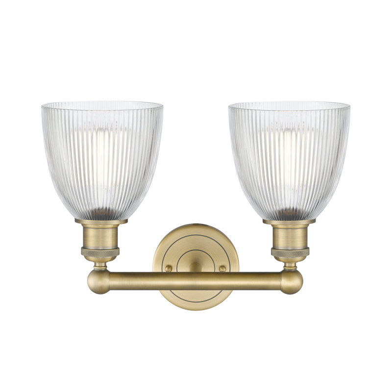 Éclairage pour meuble-lavabo à 2 lumières 15 pouces Philomene, Transparent, Laiton brossé