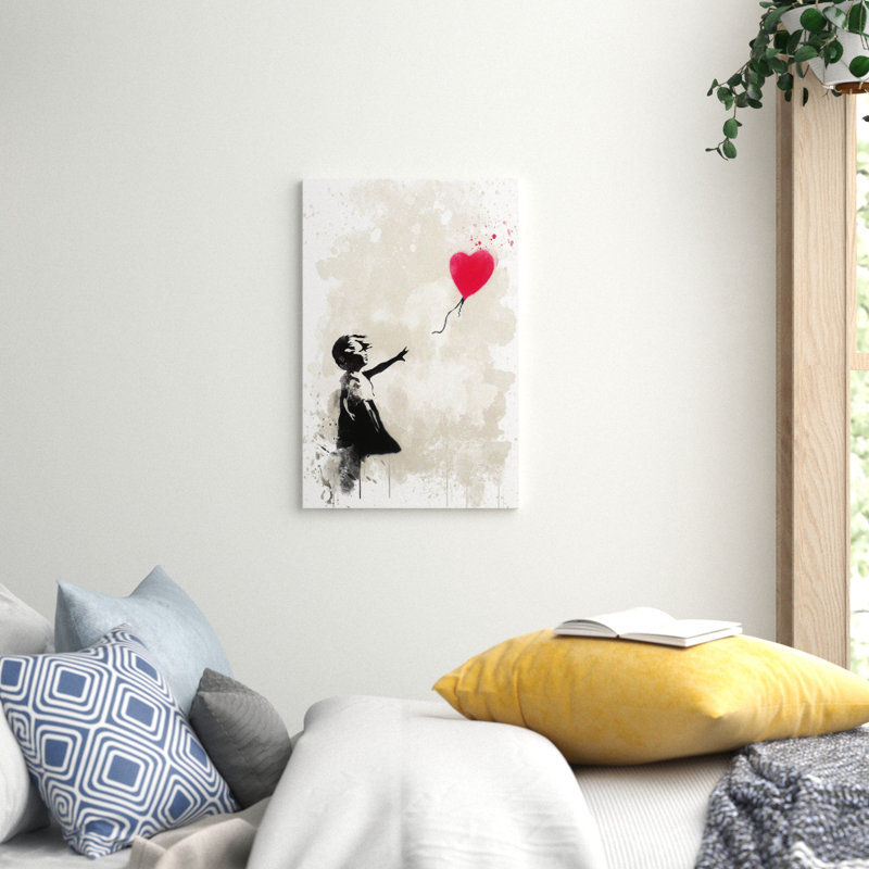 Banksy Girl with Balloon Wall Graffiti Art - Wall Art, 76cm H x 50cm W x 3cm D, Wrapped Canvas