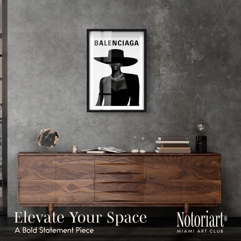 Designer Shadowbox Print Fashion Art Prints by Notoriart, Black Frame, 21 x 31, 31" H x 21" W, Black