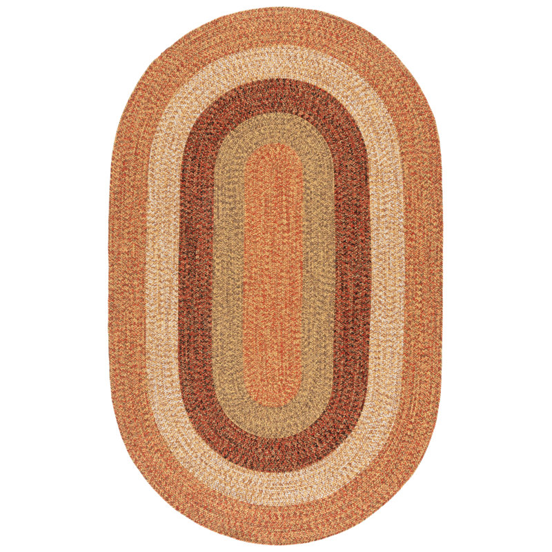 Raynette Woven Performance Machine Washable Performance Chevron Indoor/Outdoor Area Rug, Oval 5' x 8'