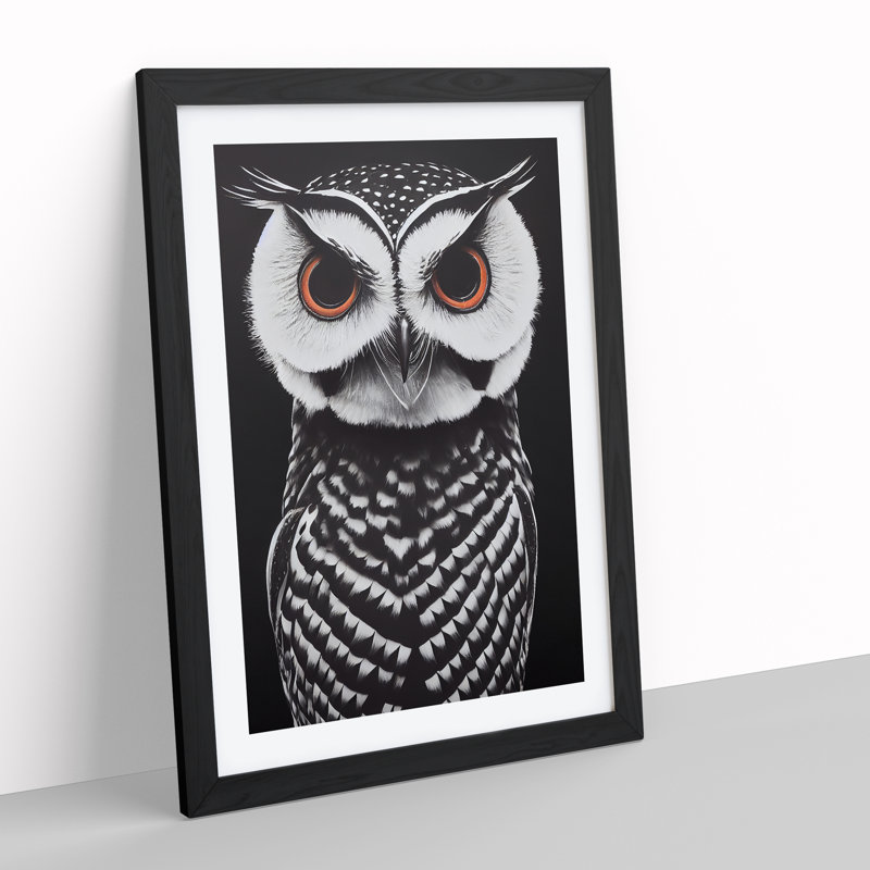 XV1022-4535X The Fierce Owl - Single Picture Frame Print, Black, 64cm H x 46cm W x 2cm D