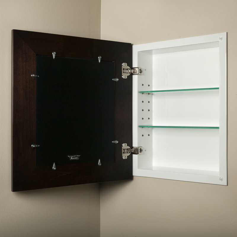 Recessed Mirrored Medicine Cabinet by Fox Hollow Furnishings, Coffee Bean, 18" H x 14" W x 3.75" D