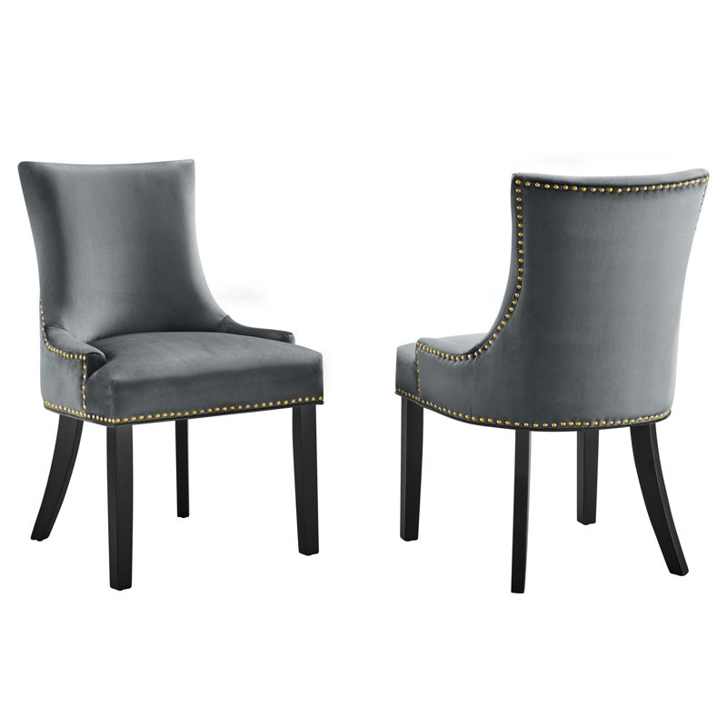 Chaises de salle à manger en velours Marquis Performance - ensemble de 2 par Modway, gris
