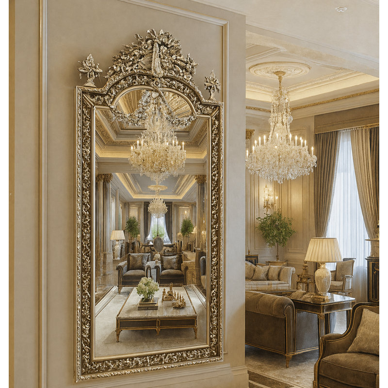 Miroir d'appoint mural en bois Daylan, Argent argent