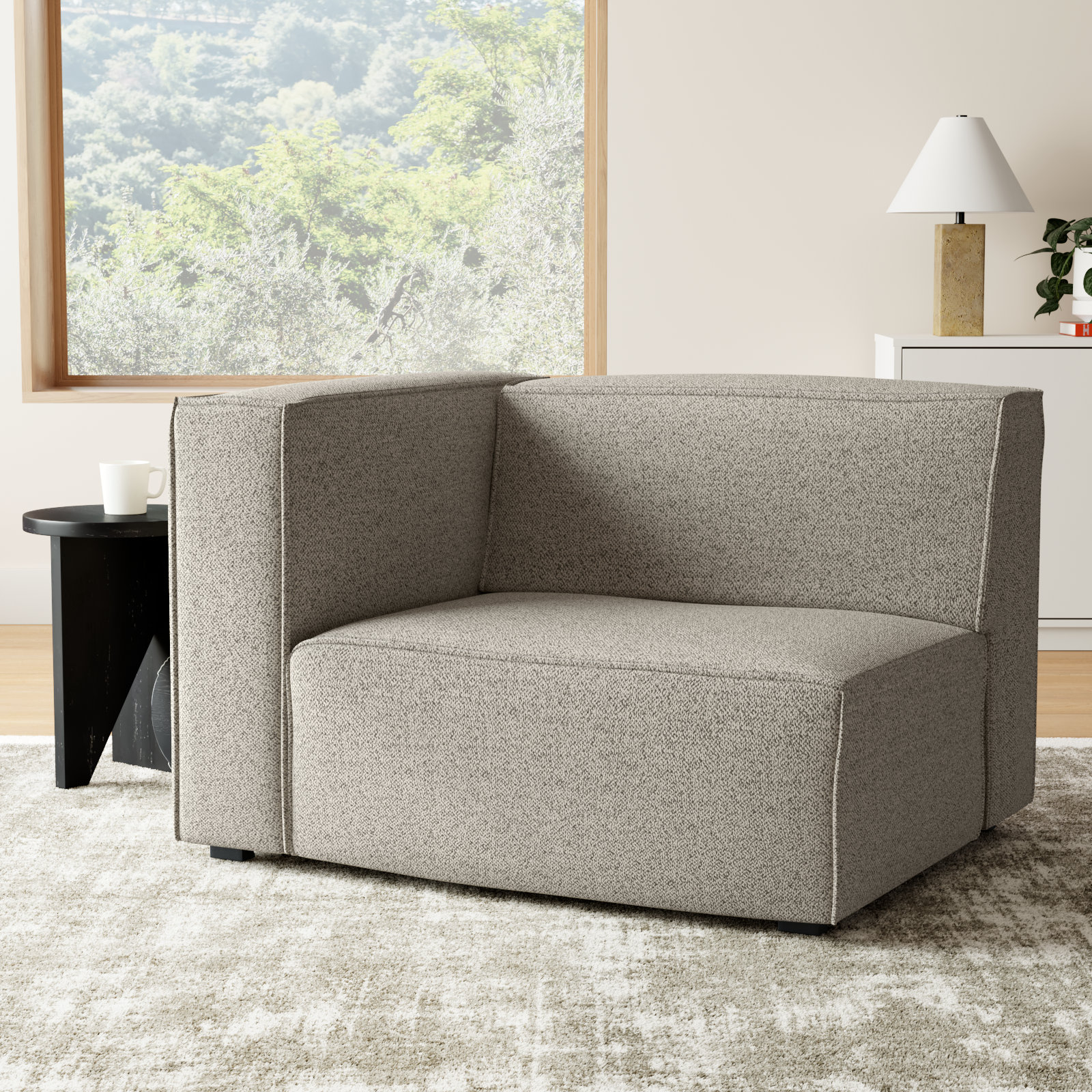 Shonnard Upholstered Armchair, Taupe Performance Boucle