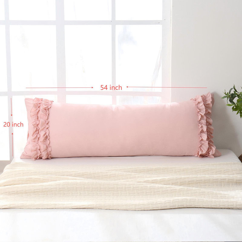 Pink Ruffle Pillow Shams,Queen Size Pillowcase Set of 2,20x30 inches Standard Pillowcases,French Country Vintage Ruffled Pillowcase 2 Pack, Soft Washed Microfiber