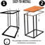 Table de bout en bois massif en forme de C faite à la main, table d'appoint pour canapé, canapé coulissant sous le salon, plateau télé sur canapé pour les petits espaces avec pieds en métal (châtaignier)
