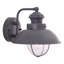 Mohnton 8 in. H 1-Light Textured Grey Coastal Outdoor Wall Sconce made of Durable Steel, Clear Seeded Glass Shade, LED Compatible, Use for Exterior Porch Patio Front Door or Garage-1259047197-1259047184