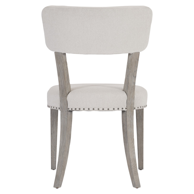 Transitional Albion Upholstered Side Chair in Beige and White