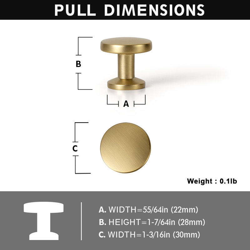 55/64" Diameter Mushroom Knob Multipack, Bronze champagne