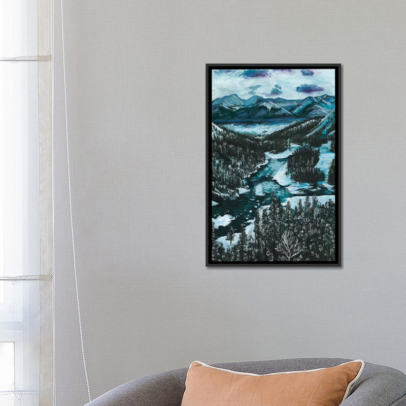 «Mountainscape I» par Melissa Wang - reproduction sur toile tendue, H 26 po x l 18 po x P 1,5 po, Toile avec cadre noir