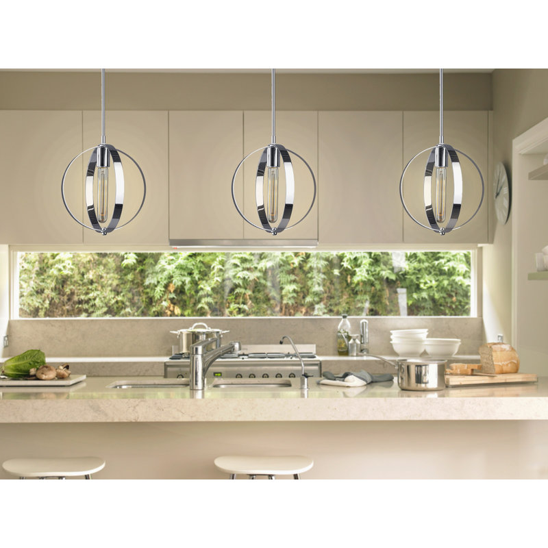 Luminaire suspendu sphère 1 lumière Brahim, Chrome, H 14 po x l 10 po x P 10 po