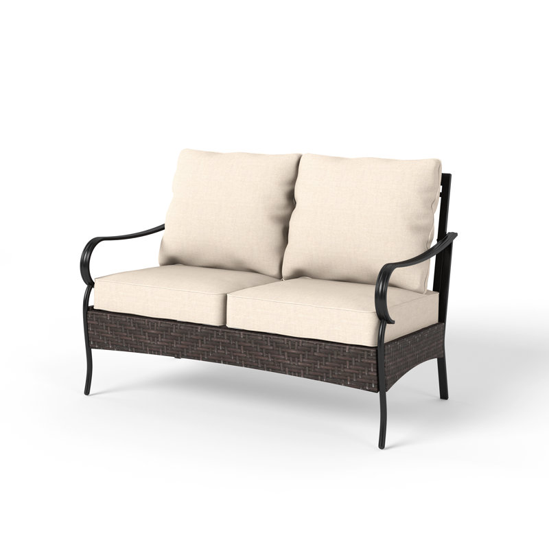 51.2" Outdoor Wicker Loveseat With Cushions