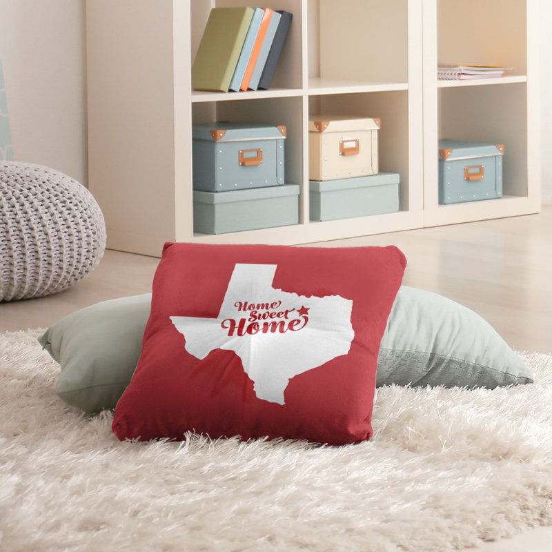 Coussin Sweet Home, 26 po x 26 po, Rouge, Fort Worth