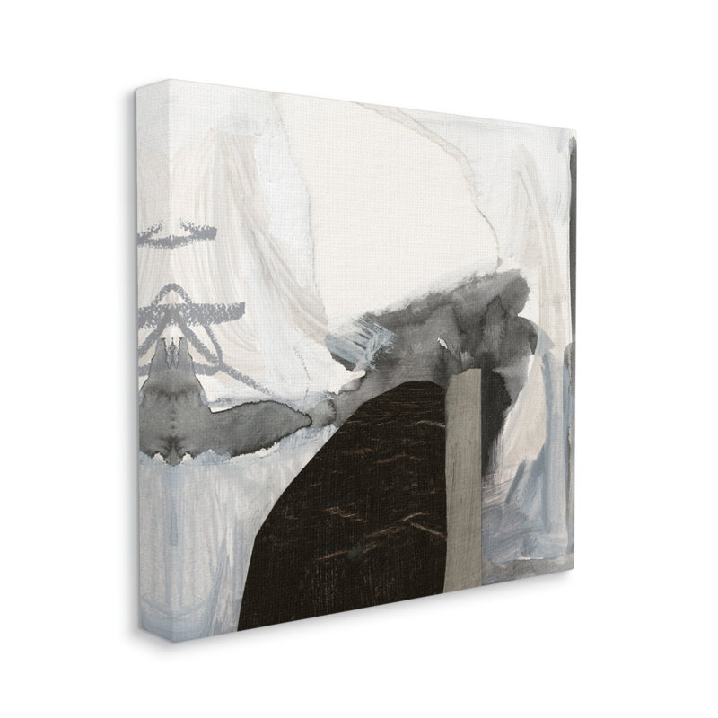 «Curved Black Forms Scribble Shapes Abstract» par Victoria Barnes - peinture sur toile tendue, H 30 po x l 30 po x P 1,5 po