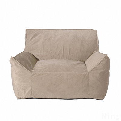 Velveteen Bean Bag Chair With Armrests, Taupe