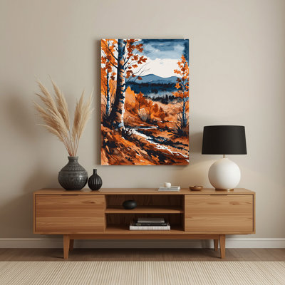 Aquarelle paysage 32, art mural en métal rose