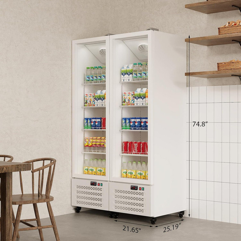 11.6 Cu.Ft Commercial Refrigerator with Glass Door, LED Light & Adjustable Shelves, White