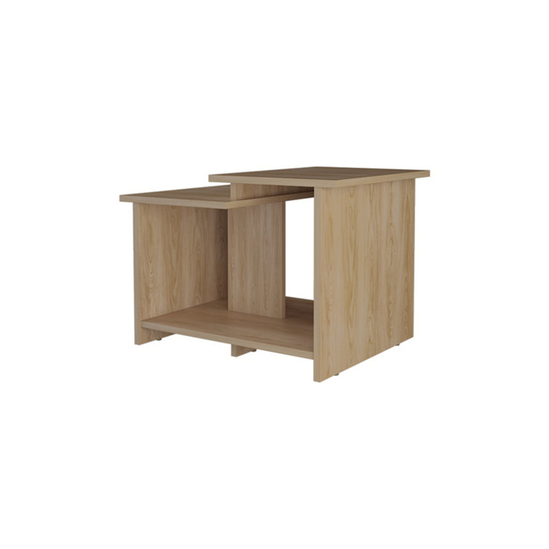 Table basse avec rangement ouvert, Bois naturel