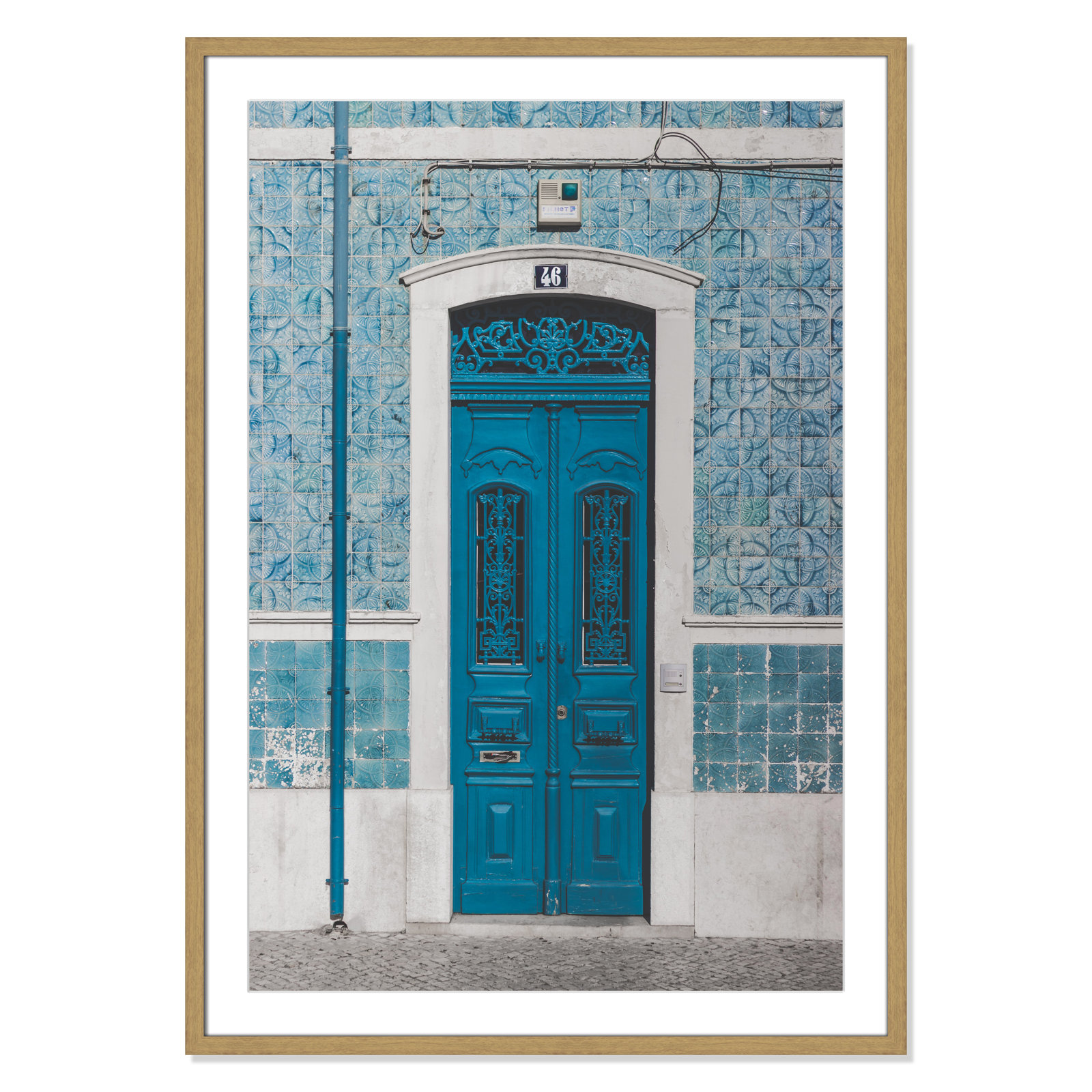 Blue Door Of Caldas De Rainha, Portugual by Catarina Carvalho, Natural, 41.5" H x 29.5" W x 0.75" D