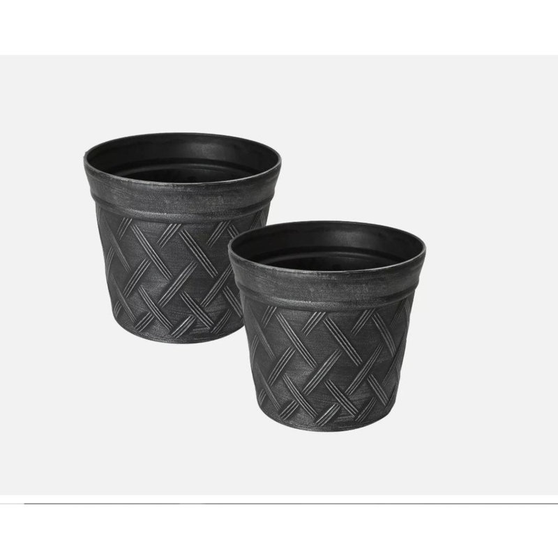2Pc Large Plastic Round Garden Plant Flower Pot Garden Decoration Planter With Saucer Drainage Hole