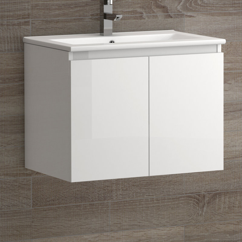 Ensemble de meuble-lavabo mural simple 23 po Jasso, Blanc