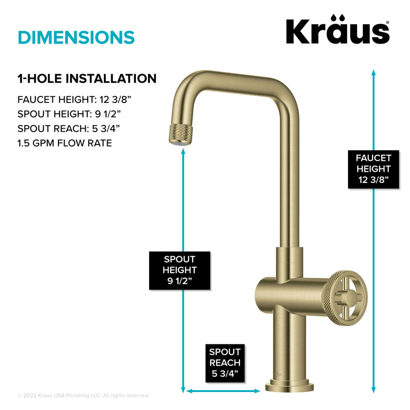 Urbix Single Handle Bar Faucet, Brushed Gold