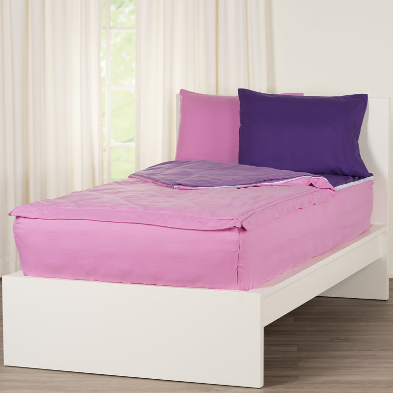  Bunkie Deluxe All-In-One Zipper Bedding Set, Twin, Pink Peony