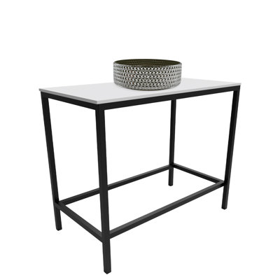 Rectangular Metal Console Sink Set with Glass Vessel Sink and Solid Surface Top - Luminous Collection