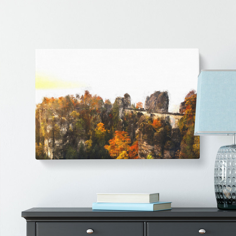 The Bastei Bridge In Germany - Wrapped Canvas Painting, 40cm H x 60cm W x 3cm D
