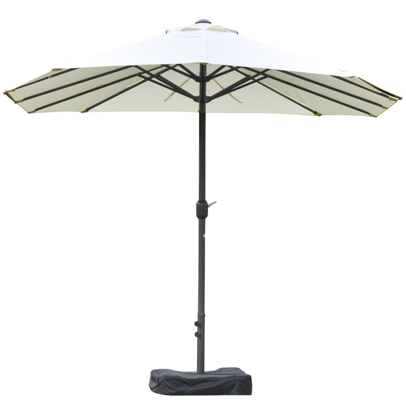 Parasol rectangulaire double face extérieure avec protection UV et manivelle