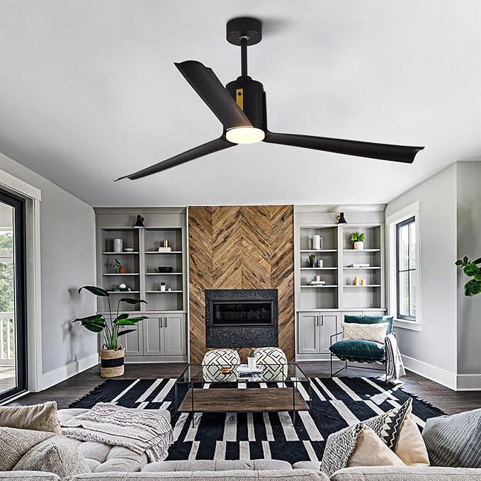 60 Inch Black Ceiling Fan With Light