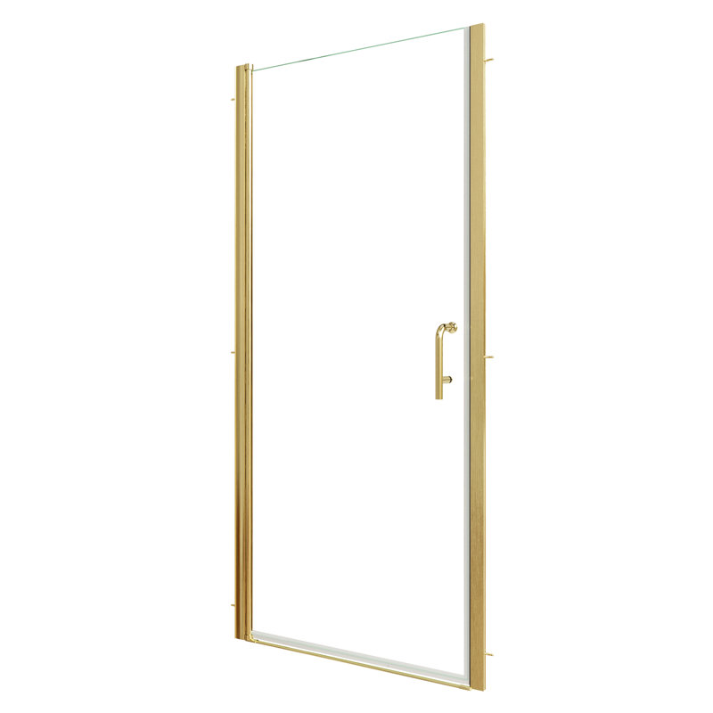34-36 In.W X 72 In.H Pivot Frameless Shower Door,1/4 In. Clear Glass Pivot Swing Shower Doors In Brushed Gold,Pivot Shower Door Reversible Installation