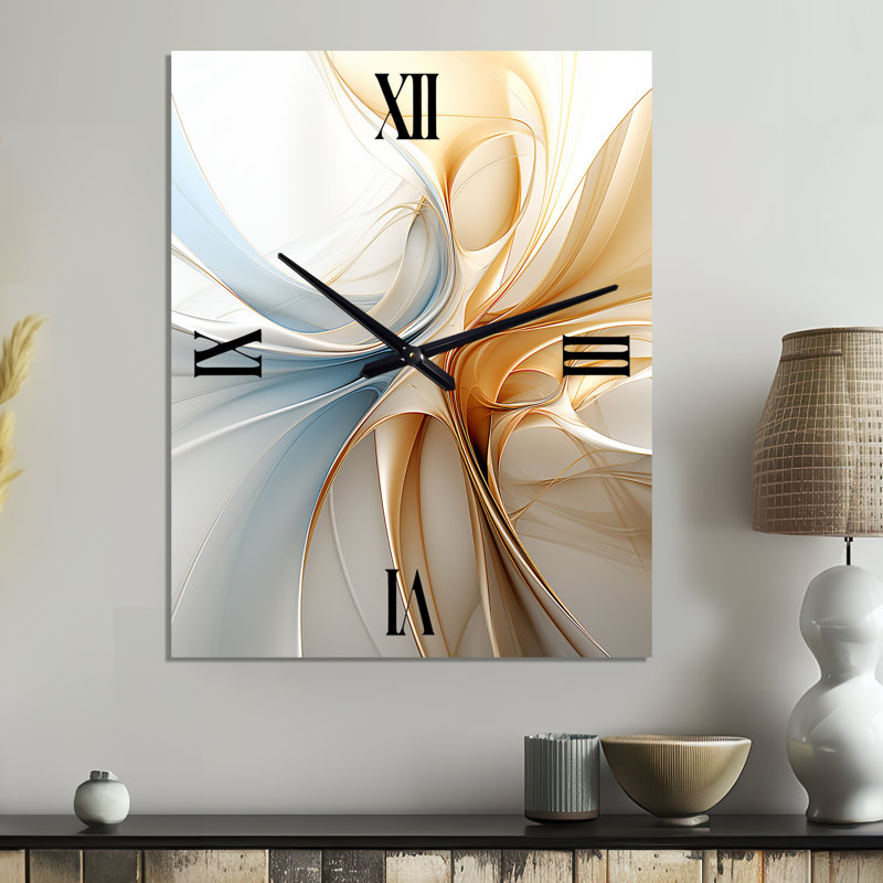 Horloge murale rétro en forme de vague bleue et orange rétro, Medium