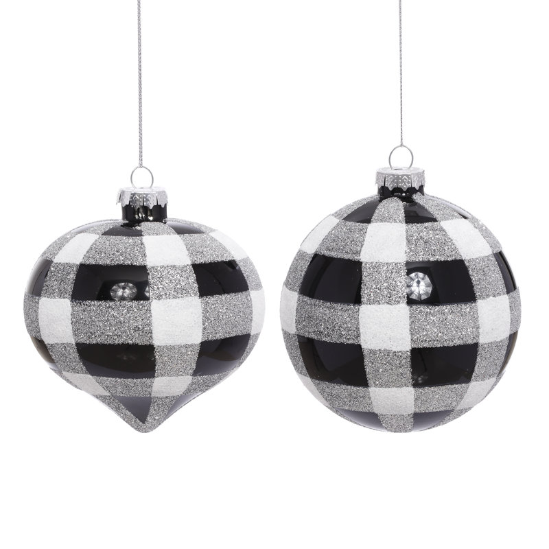 Gingham Plaid Ornament - 4 Inches Set Of 6