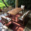 Ensemble de salle à manger de patio 7 pièces 7 pièces Ensemble de mobilier d'extérieur élégant avec coussins amovibles pour patio, cour arrière, bois naturel et coussin brun clair