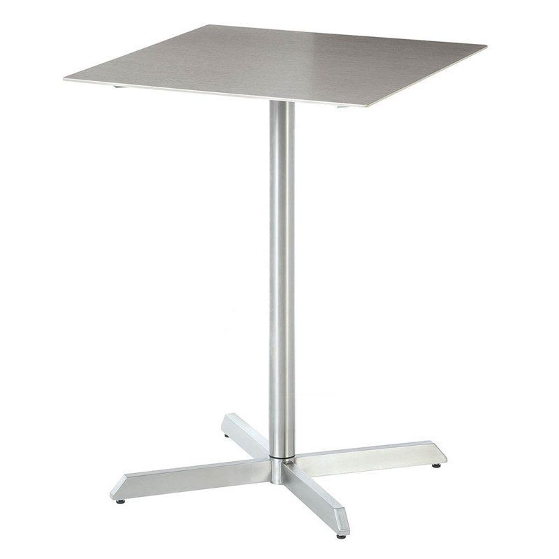 Equinox Pedestal Bar Table, 39" H x 28" W x 28" D, Ash Ceramic Top/Silver Base