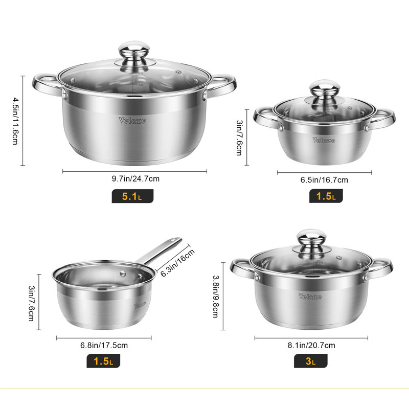 MALACASA Dylan 7 Pieces Stainless Steel Non Stick Cookware Set