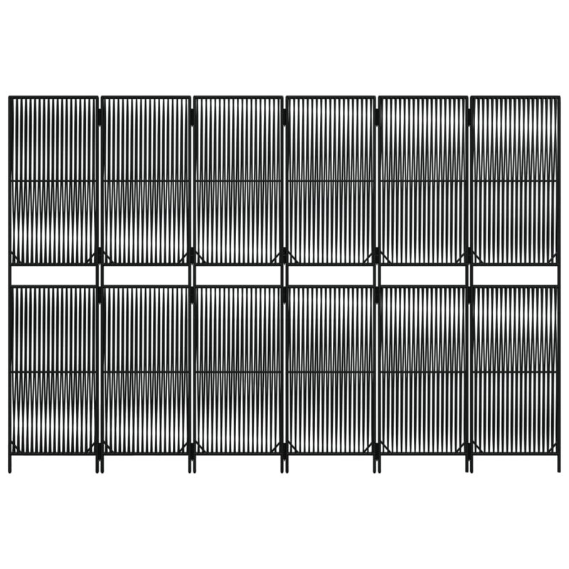 Alexaray Folding Room Divider, Black, 6, 200cm H x 294cm W