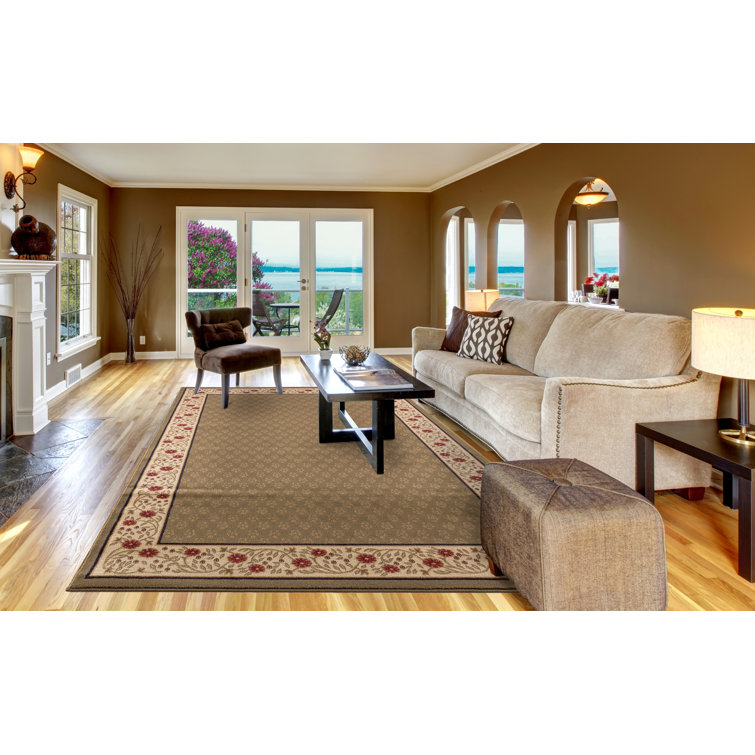 Tapis beige / vert à motif géométrique tissé à plat Edmont
